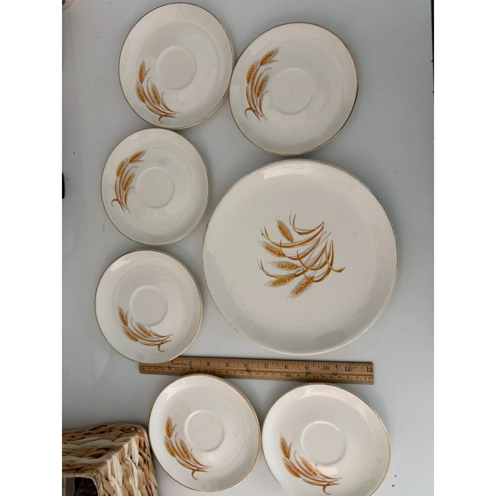 vtg Homer Laughlin Golden Wheat china set with 22K gold trim